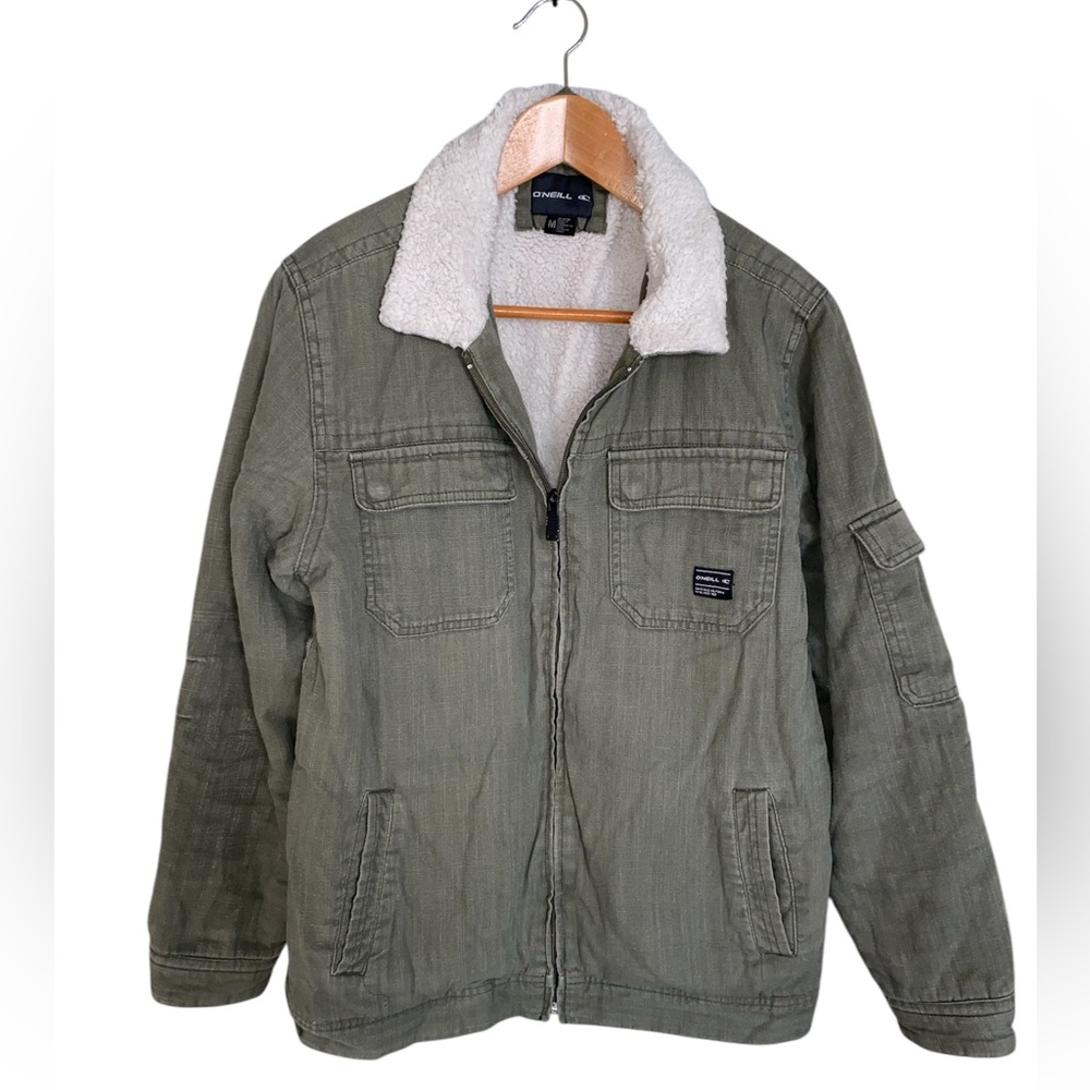 O'neill Green Sherpa Lined Bomber Jacket Women's size medium
